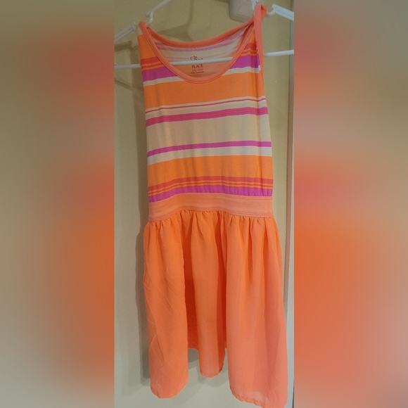 Orange and Pink Striped Kids Dress - Picture 2 of 3